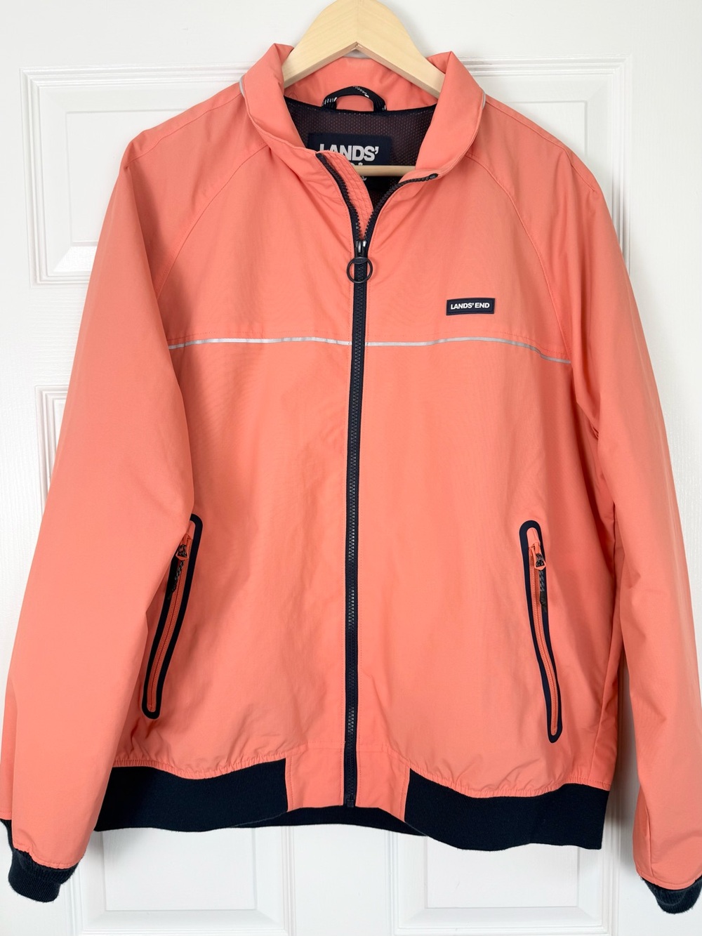 Lands' End Peach Navy Waterproof Squall Jacket Jacket XL
